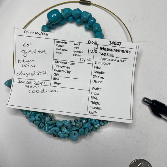 turquoise colored blue stone chip necklace and coordinating bracelet set boho - Picture 14 of 14